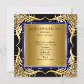 素晴らしい50ブ王室のルハイトブラックグリッター金ゴールド 招待状 (裏面)