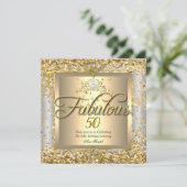 素晴らしい50プリンセス金ゴールドシルバーグレーパーティー 招待状 (スタンド正面)