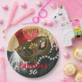 素晴らしい50マスカレード青銅マスク&真珠 ペーパープレート (パーティー)