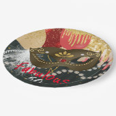 素晴らしい50マスカレード青銅マスク&真珠 ペーパープレート (アングル)