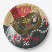 素晴らしい50マスカレード青銅マスク&真珠 ペーパープレート (正面)