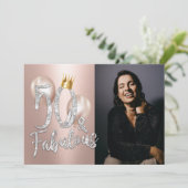 素晴らしい50モダンバラ金ゴールドクイーン50誕生日 招待状 (スタンド正面)