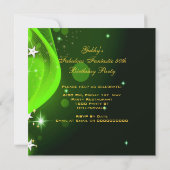 素晴らしい50ライムグリーン金ゴールドハイトールバースデーパーティー 招待状 (裏面)