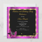 素晴らしい50リッチピンクシャンパンヒール誕生日 招待状 (裏面)