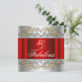 素晴らしい50レッドシルバー金ゴールド50th誕生日パーティー 招待状 (スタンド正面)