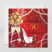 素晴らしい50レッドハイトシャンパーニュ誕生日パーティー2 招待状 (正面)