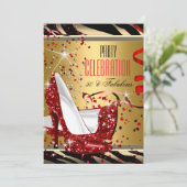 素晴らしい50レッドハイトゼブラ金ゴールド誕生日パーティー 招待状 (スタンド正面)