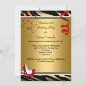 素晴らしい50レッドハイトゼブラ金ゴールド誕生日パーティー 招待状 (裏面)