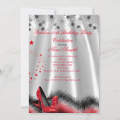 素晴らしい50レッドハイヒールブラックシルバー誕生日2 招待状 (裏面)