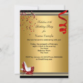 素晴らしい50レッドヒール金ゴールド50th誕生日パーティー2 招待状 (裏面)