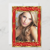 素晴らしい50レッドフォト金ゴールドスノーフレークパーティー 招待状 (裏面)