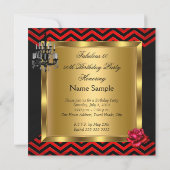 素晴らしい50レッドブラックストライプパーティー 招待状 (裏面)