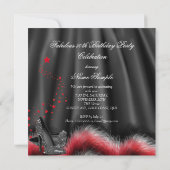 素晴らしい50レッドブラックハイヒール誕生日パーティー 招待状 (裏面)