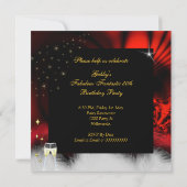 素晴らしい50レッドブラックハイヒール金ゴールドパーティー 招待状 (裏面)