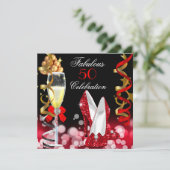 素晴らしい50レッドブラック金ゴールドバブルパーティー 招待状 (スタンド正面)