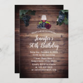 素晴らしい50レッドワインヴィネヤ素朴ード誕生日 招待状 (正面/裏面)