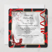 素晴らしい50レッド白黒ワイルドバースデーパーティー 招待状 (裏面)