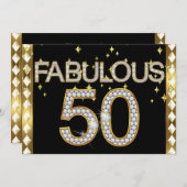 素晴らしい50レトログラモールハリウッド金ゴールドフレーム 招待状 (正面/裏面)