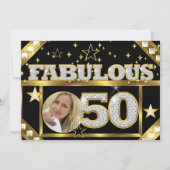 素晴らしい50レトログラモールハリウッド金ゴールド写真4 招待状 (正面)