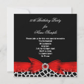 素晴らしい50ワイルドレッドブラックフォトバースデーパーティー 招待状 (裏面)