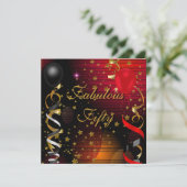 素晴らしい50五十歳の誕生日パーティーブラックレッドスターズ2 招待状 (スタンド正面)