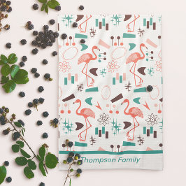 素晴らしい50年代のフラミンゴ キッチンタオル