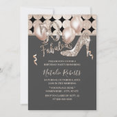 素晴らしい50幾何学的金ゴールドハイヒール誕生日 招待状 (正面)