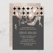 素晴らしい50幾何学的金ゴールドハイヒール誕生日 招待状 (正面/裏面)