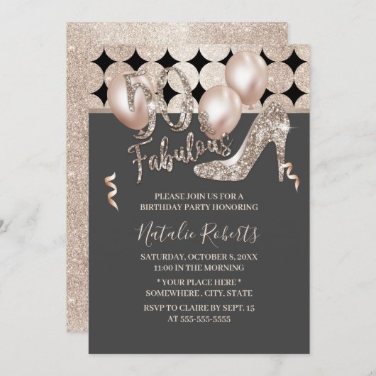 素晴らしい50幾何学的金ゴールドハイヒール誕生日 招待状 (正面/裏面)