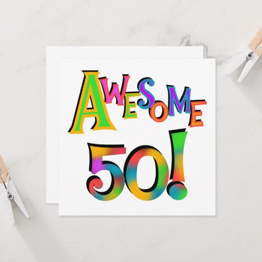 素晴らしい50枚の誕生日のTシャツおよびギフト カード (正面/裏面インサイチュ)