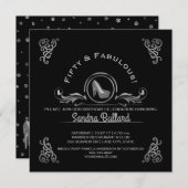 素晴らしい50枚の銀のハイヒールの誕生パーティー 招待状 (正面/裏面)