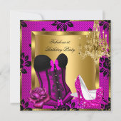 素晴らしい50歳ピンクの梅の花のヒールシャンデリアレースコルセット 招待状 (正面)