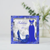 素晴らしい50王室のパーティーブルーシルバードレスヒールS9 招待状 (スタンド正面)