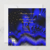 素晴らしい50王室のブルーハイヒール金ゴールドブラック2 招待状 (裏面)