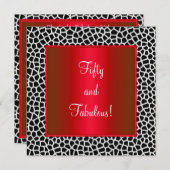 素晴らしい50番目のアニマルプリント白黒レッドパーティー 招待状 (正面/裏面)