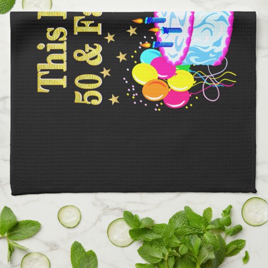 素晴らしい50番目のパーティーお祝いデザイン キッチンタオル (折り畳み)