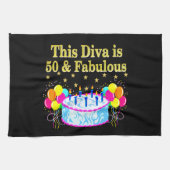 素晴らしい50番目のパーティーお祝いデザイン キッチンタオル (横)