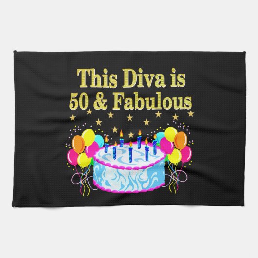 素晴らしい50番目のパーティーお祝いデザイン キッチンタオル (横)