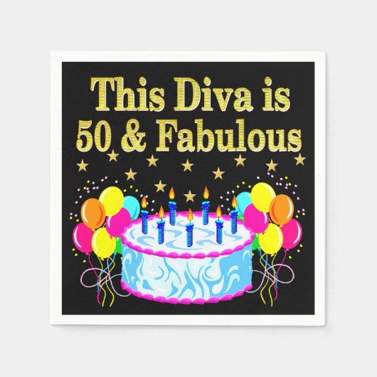 素晴らしい50番目のパーティーお祝いデザイン スタンダードカクテルナプキン (正面)
