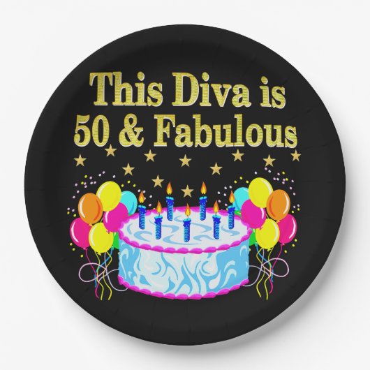 素晴らしい50番目のパーティーお祝いデザイン ペーパープレート (正面)
