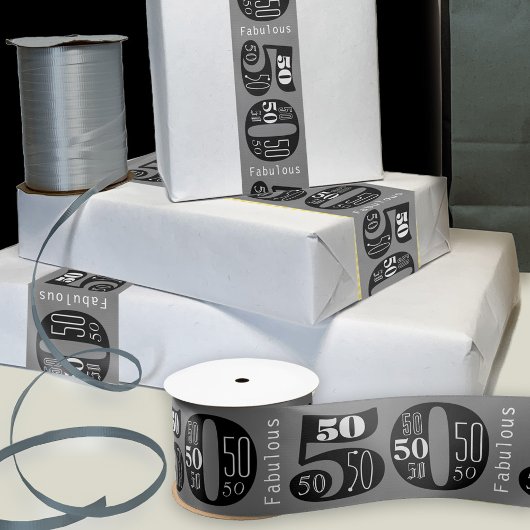 素晴らしい50番目の誕生日タイポグラフィ サテンリボン