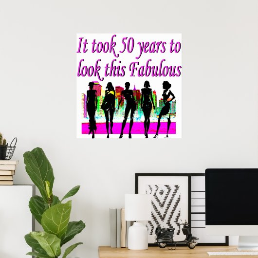 素晴らしい50番目の誕生日ファッションクイーンデザイン ポスター (ホームオフィス)