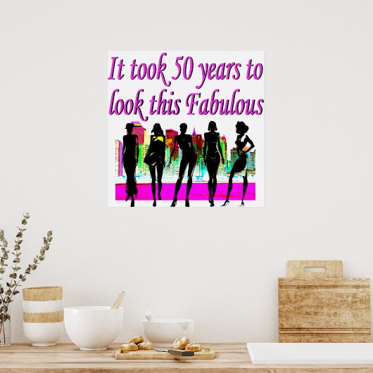 素晴らしい50番目の誕生日ファッションクイーンデザイン ポスター (キッチン)