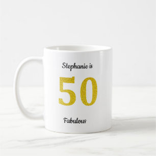 素晴らしい50番目の誕生日金ゴールドグリッターモノグラム名 コーヒーマグカップ