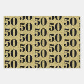 素晴らしい50番目の誕生日金ゴールド ラッピングペーパーシート (正面)