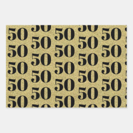 素晴らしい50番目の誕生日金ゴールド ラッピングペーパーシート