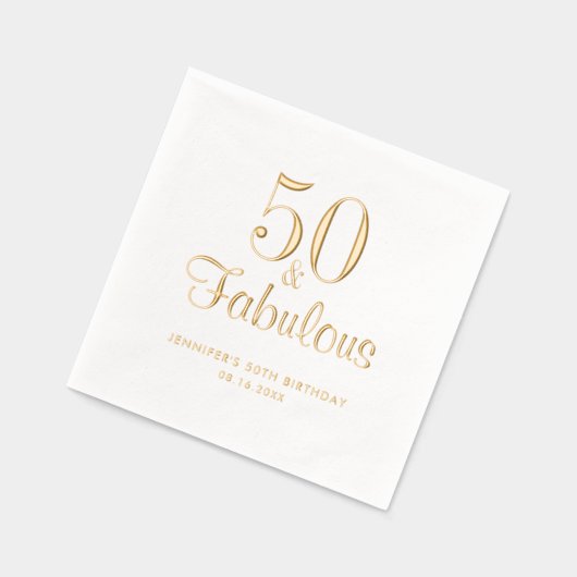 素晴らしい50番目の誕生日金ゴールド 箔ナプキン (左)