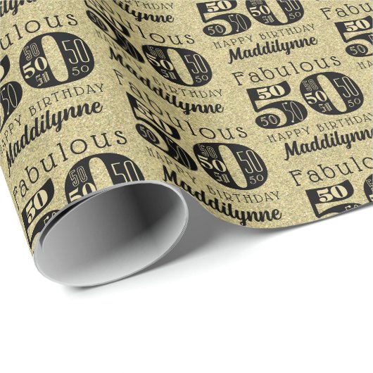 素晴らしい50番目の金ゴールド誕生日 ラッピングペーパー (ロールコーナー)