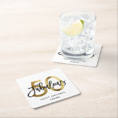 素晴らしい50番目 | シック金ゴールドおもしろいモダン誕生日 スクエアペーパーコースター (インサイチュ)