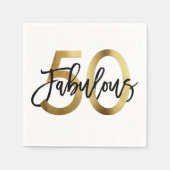 素晴らしい50番目 | シモダンッエレガントク金ゴールド誕生日 スタンダードカクテルナプキン (正面)